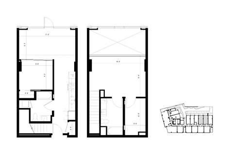 Floor plan for 1 bed, 2 baths, 1096 sqft